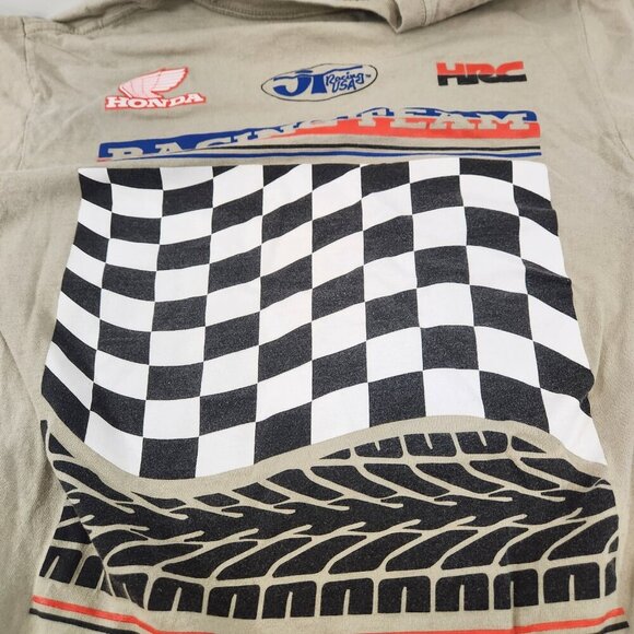 Honda Racing Team Checkered Flag Cotton T-Shirt Mens Small Beige Official - Picture 7 of 10